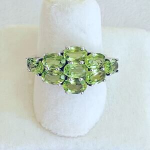Vtg Ring Green Peridot Gemstone Sterling Silver 8 925